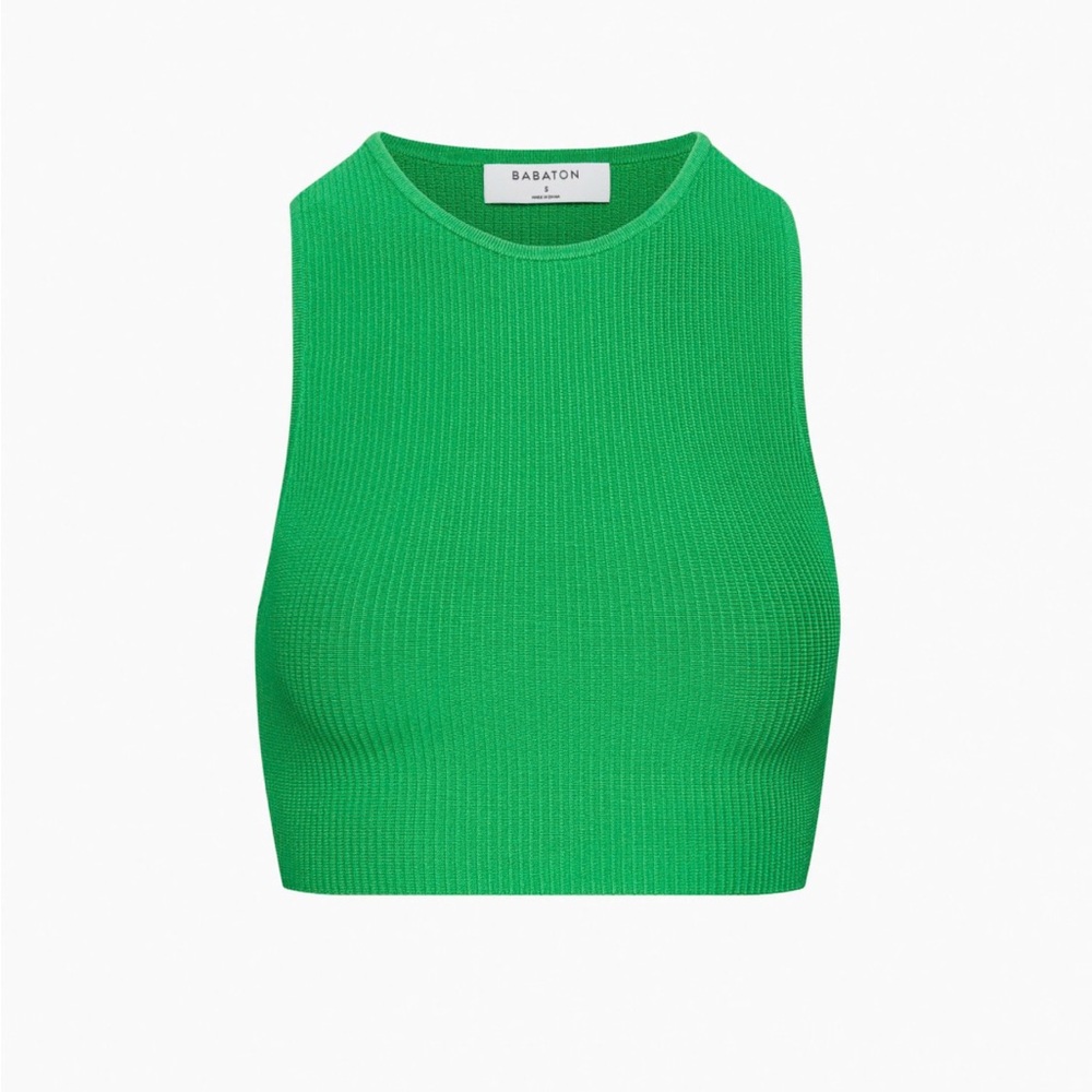 Aritzia BABATON Sculpt Knit Vibrant Green Ribbed Crop Top
